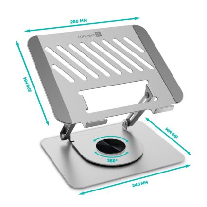 CONNECT IT CMF-2100-SL - Supporto rotante per laptop argento