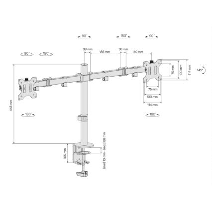 CONNECT IT CMF-3203-BK - Supporto universale per 2 monitor 13-32” nero