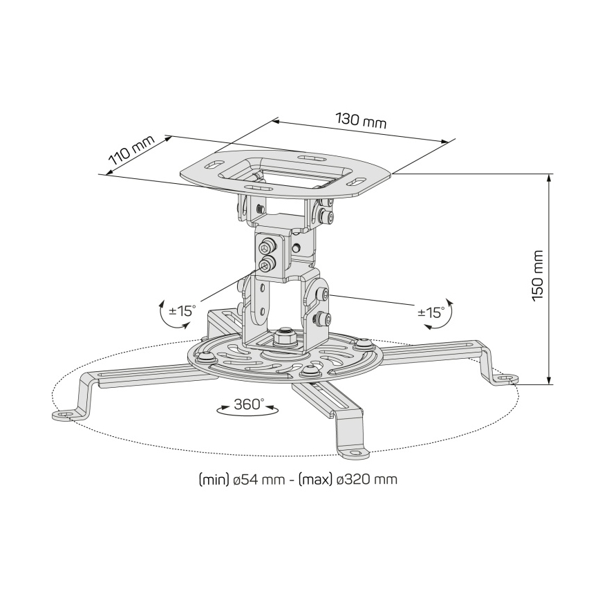 CONNECT IT CMF-6020-BK - Supporto per proiettore a soffitto nero