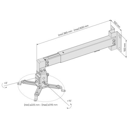 CONNECT IT CMF-7020-SL - Supporto a parete per proiettore argento