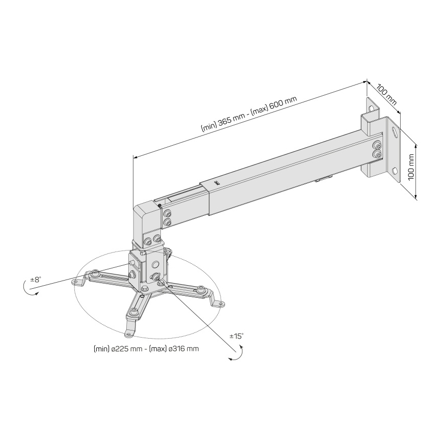 CONNECT IT CMF-7020-SL - Supporto a parete per proiettore argento