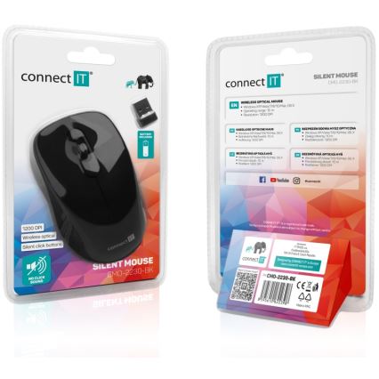 CONNECT IT CMO-2230-BK - Wireless silent topo MUTE 1200 DPI 1xAA nero