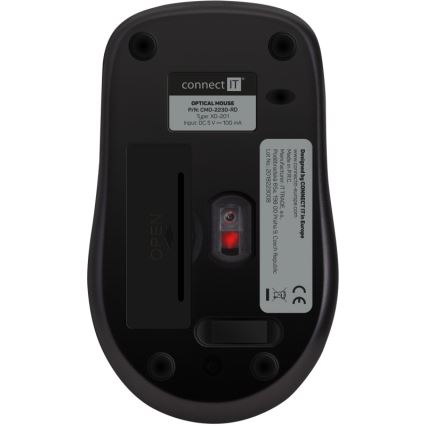 CONNECT IT CMO-2230-RD - Wireless silent topo MUTE 1200 DPI 1xAA nero/rosso