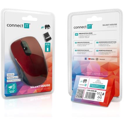 CONNECT IT CMO-2230-RD - Wireless silent topo MUTE 1200 DPI 1xAA nero/rosso