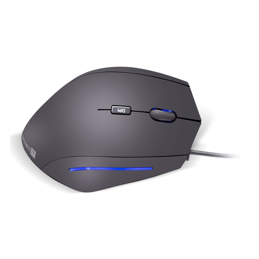 CONNECT IT CMO-2500-BK - Ergonomische, kabelgebundene Vertikalmaus Verti Wire, 1000/1600 DPI, schwarz