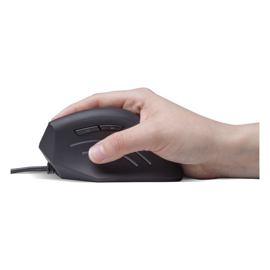CONNECT IT CMO-2500-BK - Ergonomische, kabelgebundene Vertikalmaus Verti Wire, 1000/1600 DPI, schwarz