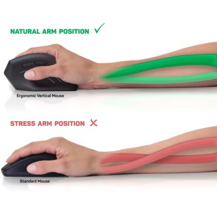 CONNECT IT CMO-2500-BK - Mouse ergonomico cablato Verti Wire 1000/1600 DPI, nero