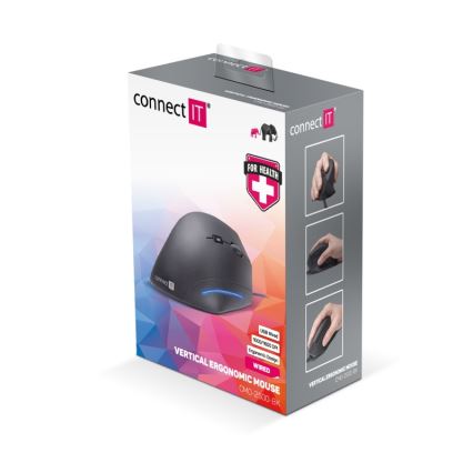 CONNECT IT CMO-2500-BK - Mouse ergonomico cablato Verti Wire 1000/1600 DPI, nero