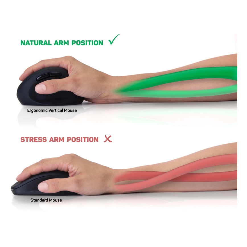 CONNECT IT CMO-2600-BK - Ergonomische kabellose Maus 800/1200/1600 DPI 1xAA schwarz