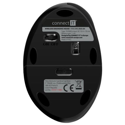 CONNECT IT CMO-2600-BK - Mouse ergonomico wireless 800/1200/1600 DPI 1xAA nero
