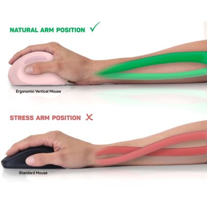 CONNECT IT CMO-2600-PK - Mouse ergonomico senza fili 800/1200/1600 DPI selezionabili 1xAA rosa