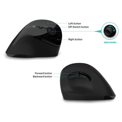 CONNECT IT CMO-2700-BK - Mouse wireless ergonomico 800/1200/1600 DPI 1xAA nero