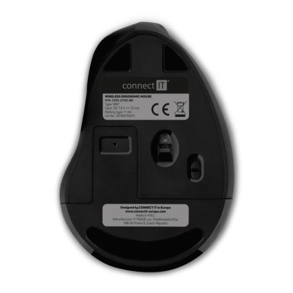 CONNECT IT CMO-2700-BK - Mouse wireless ergonomico 800/1200/1600 DPI 1xAA nero