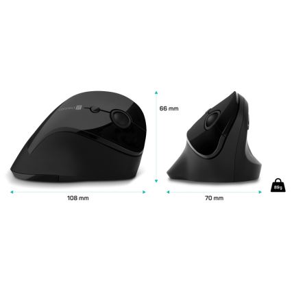 CONNECT IT CMO-2700-BK - Mouse wireless ergonomico 800/1200/1600 DPI 1xAA nero