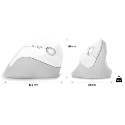 CONNECT IT CMO-2700-WH - Mouse wireless ergonomico 800/1200/1600 DPI 1xAA bianco