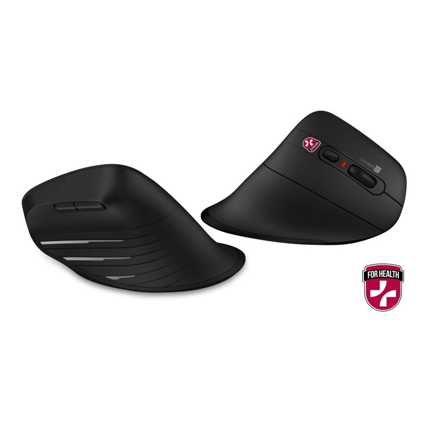 CONNECT IT CMO-2880-BK - Ergonomische kabellose Verti TriMode-Maus 1000/1600/2400 DPI 2xAAA schwarz