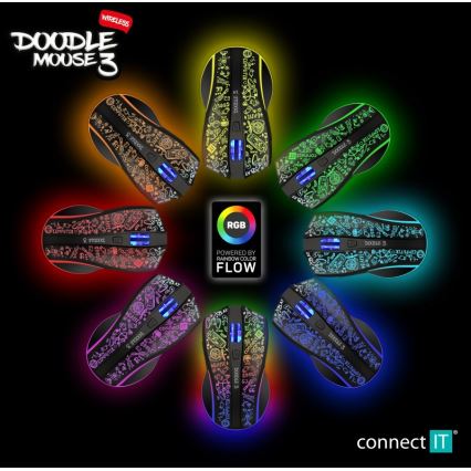 CONNECT IT CMO-3530-DD - Mouse da gioco ricaricabile wireless RGB a LED 800/1200/1600/2400/4800 DPI 600 mAh nero