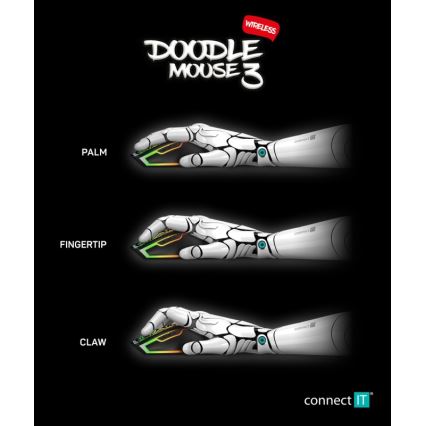 CONNECT IT CMO-3530-DD - Mouse da gioco ricaricabile wireless RGB a LED 800/1200/1600/2400/4800 DPI 600 mAh nero
