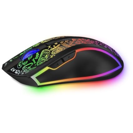 CONNECT IT CMO-3530-DD - Mouse da gioco ricaricabile wireless RGB a LED 800/1200/1600/2400/4800 DPI 600 mAh nero