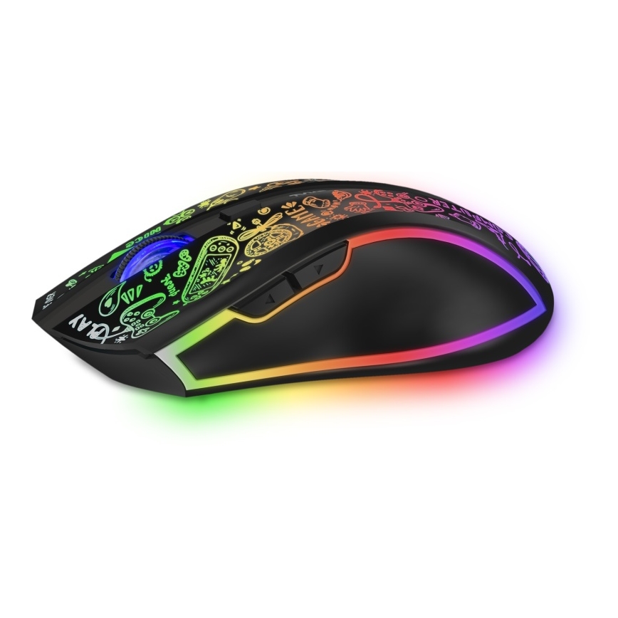 CONNECT IT CMO-3530-DD - Mouse da gioco ricaricabile wireless RGB a LED 800/1200/1600/2400/4800 DPI 600 mAh nero