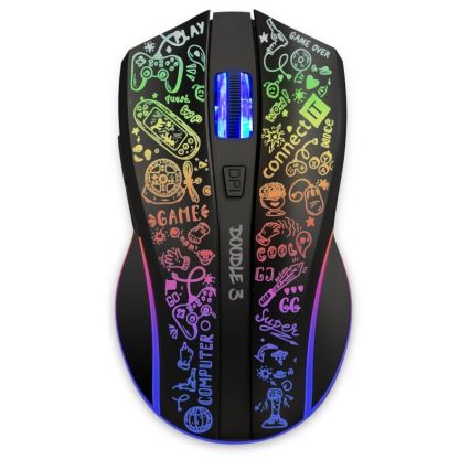 CONNECT IT CMO-3530-DD - Mouse da gioco ricaricabile wireless RGB a LED 800/1200/1600/2400/4800 DPI 600 mAh nero