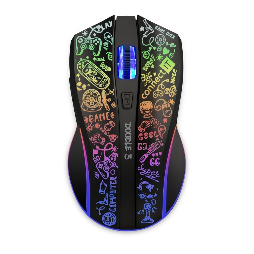 CONNECT IT CMO-3530-DD - Mouse da gioco ricaricabile wireless RGB a LED 800/1200/1600/2400/4800 DPI 600 mAh nero
