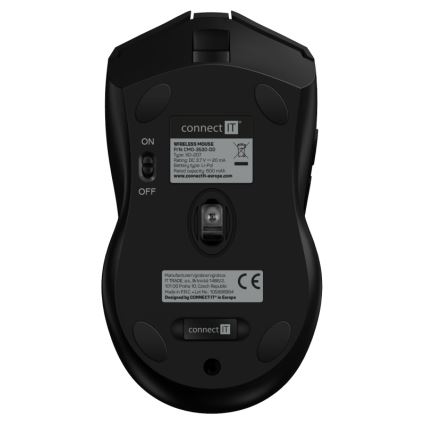 CONNECT IT CMO-3530-DD - Mouse da gioco ricaricabile wireless RGB a LED 800/1200/1600/2400/4800 DPI 600 mAh nero