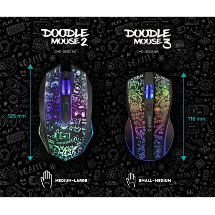 CONNECT IT CMO-3530-DD - Mouse da gioco ricaricabile wireless RGB a LED 800/1200/1600/2400/4800 DPI 600 mAh nero