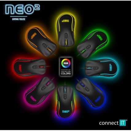 CONNECT IT CMO-3589-BK - LED RGB Mouse da gioco con cavo 200-7200 DPI nero