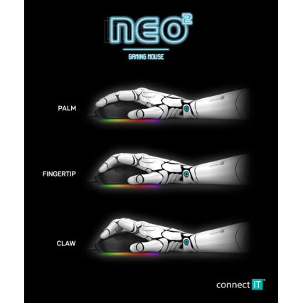 CONNECT IT CMO-3589-BK - LED RGB Mouse da gioco con cavo 200-7200 DPI nero
