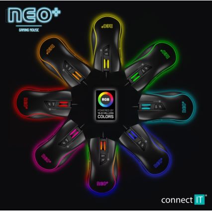 CONNECT IT CMO-3591-BK - Souris de jeu filaire LED RGB 500-7200 DPI noire