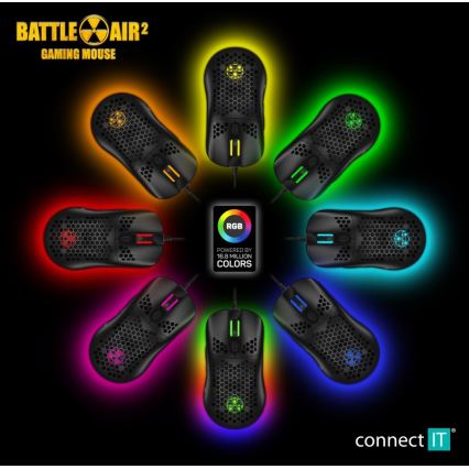 CONNECT IT CMO-5511-BK - LED RGB Mouse da gioco con cavo 200-12800 DPI nero
