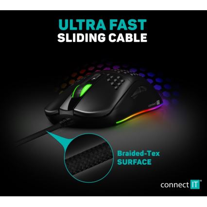 CONNECT IT CMO-5511-BK - LED RGB Mouse da gioco con cavo 200-12800 DPI nero