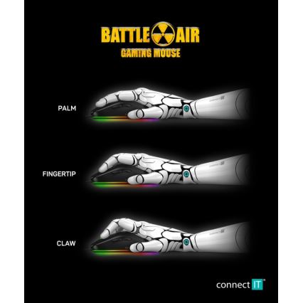 CONNECT IT CMO-5511-BK - LED RGB Mouse da gioco con cavo 200-12800 DPI nero