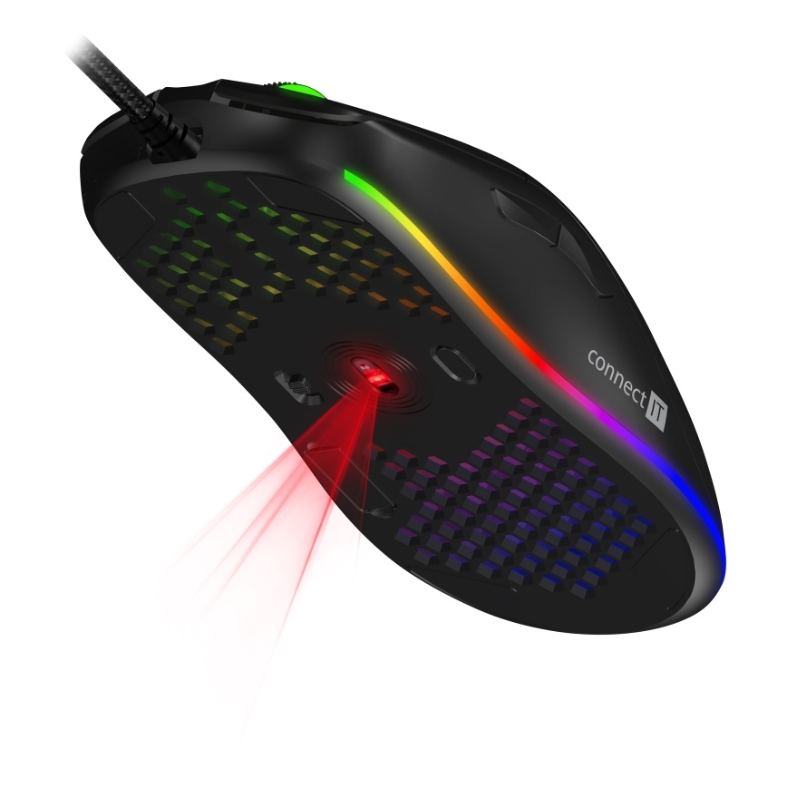 CONNECT IT CMO-5511-BK - LED RGB Mouse da gioco con cavo 200-12800 DPI nero