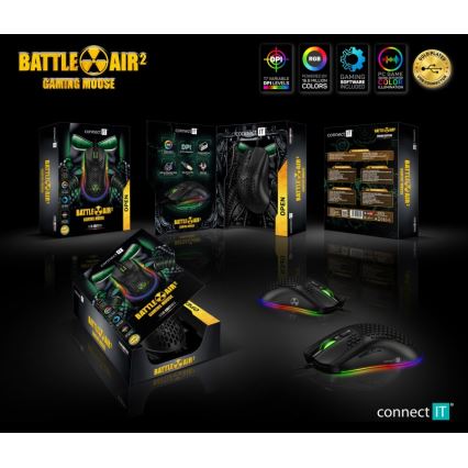 CONNECT IT CMO-5511-BK - LED RGB Mouse da gioco con cavo 200-12800 DPI nero