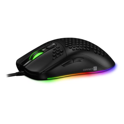 CONNECT IT CMO-5511-BK - Mouse da gioco cablata LED RGB 200-12800 DPI nera