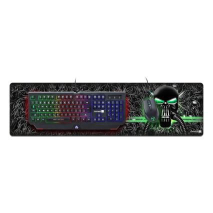 CONNECT IT CMP-1110-LG - Tappetino per tastiera e mouse 88,6x24,5 cm nero/verde
