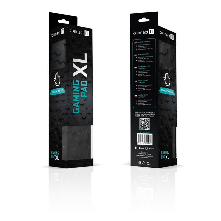 CONNECT IT CMP-2000-XL - Tappetino per tastiera e topo 79,5x34,5 cm nero