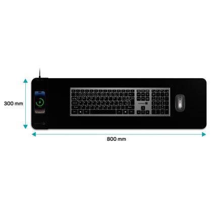 CONNECT IT CMP-2500-LG - Tappetino per tastiera e topo con Qi ricarica wireless 80x30 cm nero