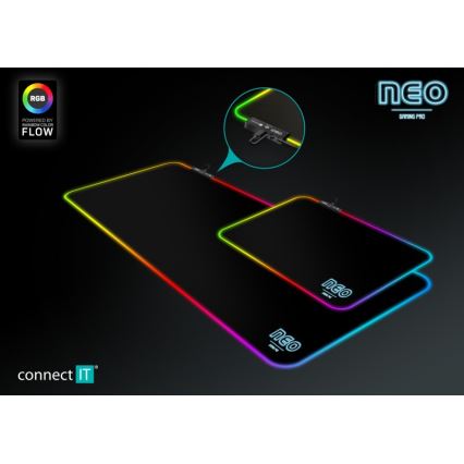 CONNECT IT CMP-3100-LG - LED RGB Tastiera e tappetino per mouse da gioco 80x30 cm nero