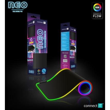 CONNECT IT CMP-3100-LG - LED RGB Tastiera e tappetino per mouse da gioco 80x30 cm nero