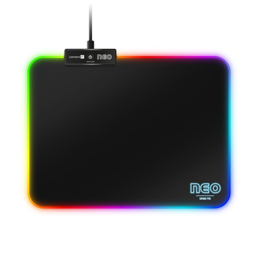 CONNECT IT CMP-3100-SM - Tapis de souris de jeu LED RGB 32x24,5 cm noir