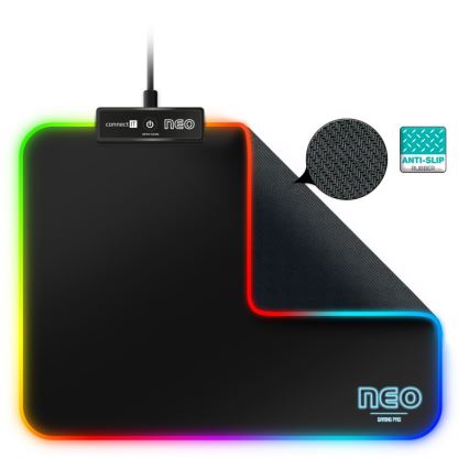 CONNECT IT CMP-3100-SM - Tapis de souris de jeu LED RGB 32x24,5 cm noir