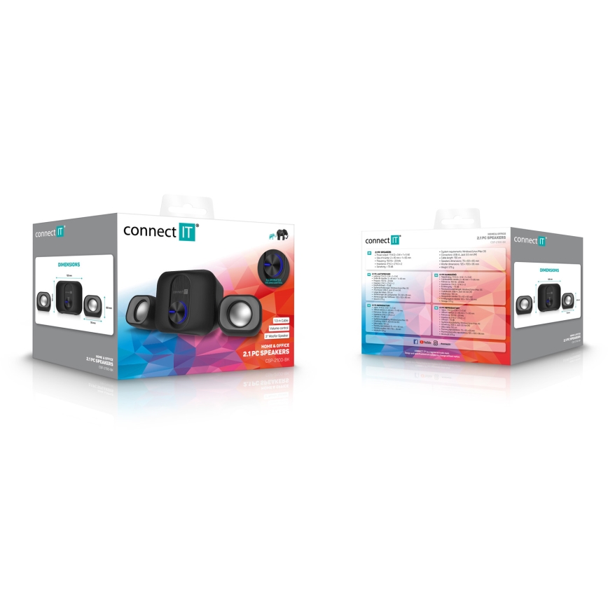 CONNECT IT CSP-2100-BK - LED Set di altoparlanti con subwoofer 11W/5V nero