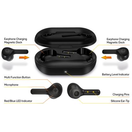CONNECT IT HEP-5300-BK - Kabellos earphones mit Mikrofon 300 mAh schwarz