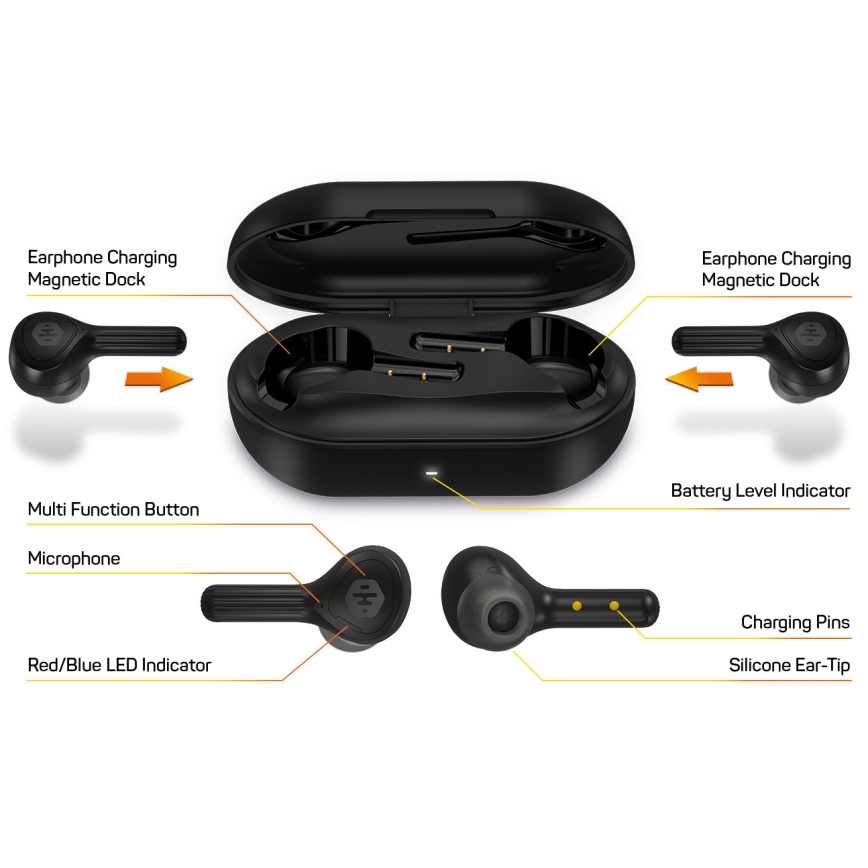 CONNECT IT HEP-5300-BK - Kabellos earphones mit Mikrofon 300 mAh schwarz