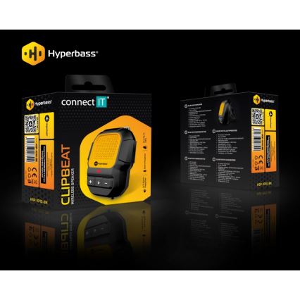 CONNECT IT HSP-1010-BK - Enceinte sans fil avec microphone ClipBEAT 2W/5V 560 mAh IPX7 noir/jaune
