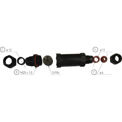 Connecteur de câble CSJ 250V/16A IP68 5x1,5 mm²