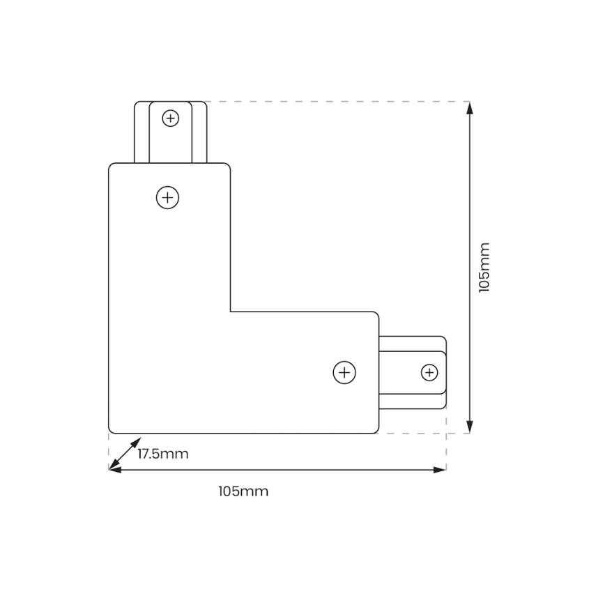 Connettore per apparecchi in sistema a binario monofase tipo L + alimentatore nero